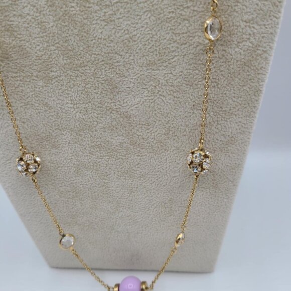 J Crew Lavender Bead with Clear Crystal Stations Long Necklace NWOT! - Picture 5 of 12